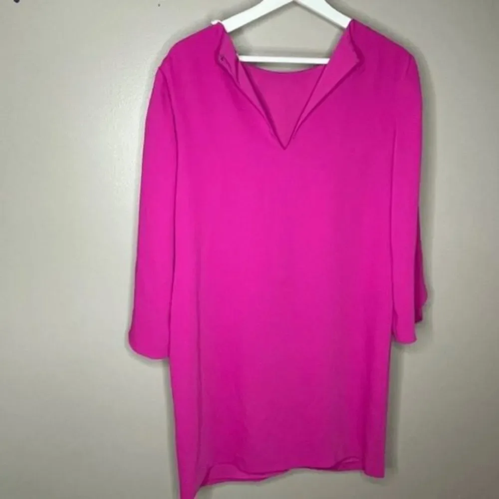 Trina Turk Hot Pink Long Sleeve Shift Dress - Picture 2 of 7